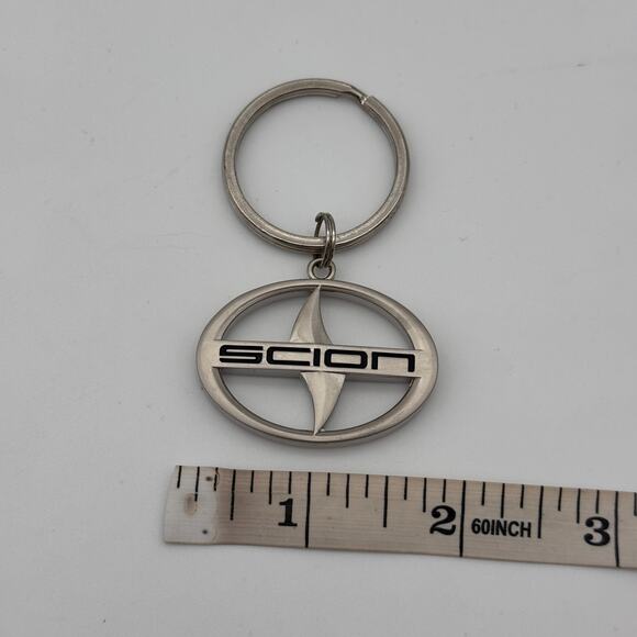 Scion Keychain Key Ring Car Logo Metal Silver Vintage Auto Accessory Gift - Picture 6 of 7
